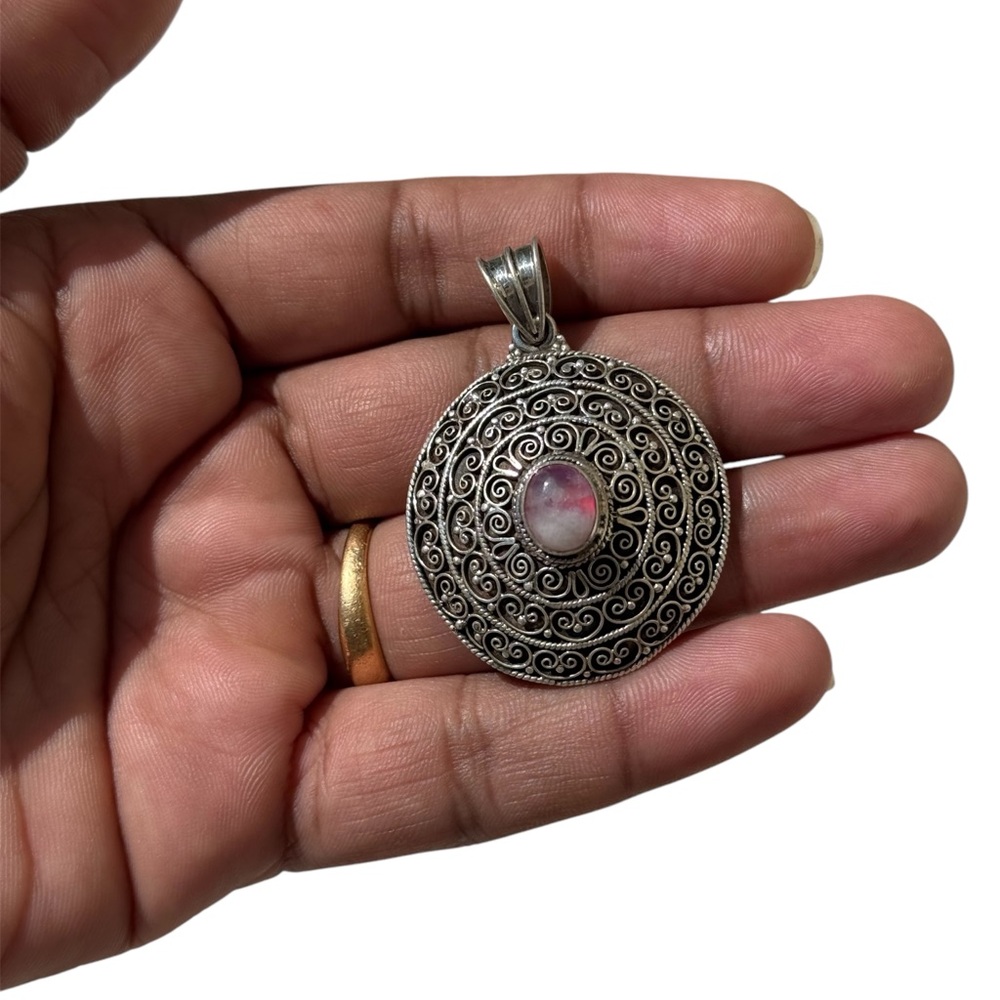 925 sterling silver handmade moon stone pendant